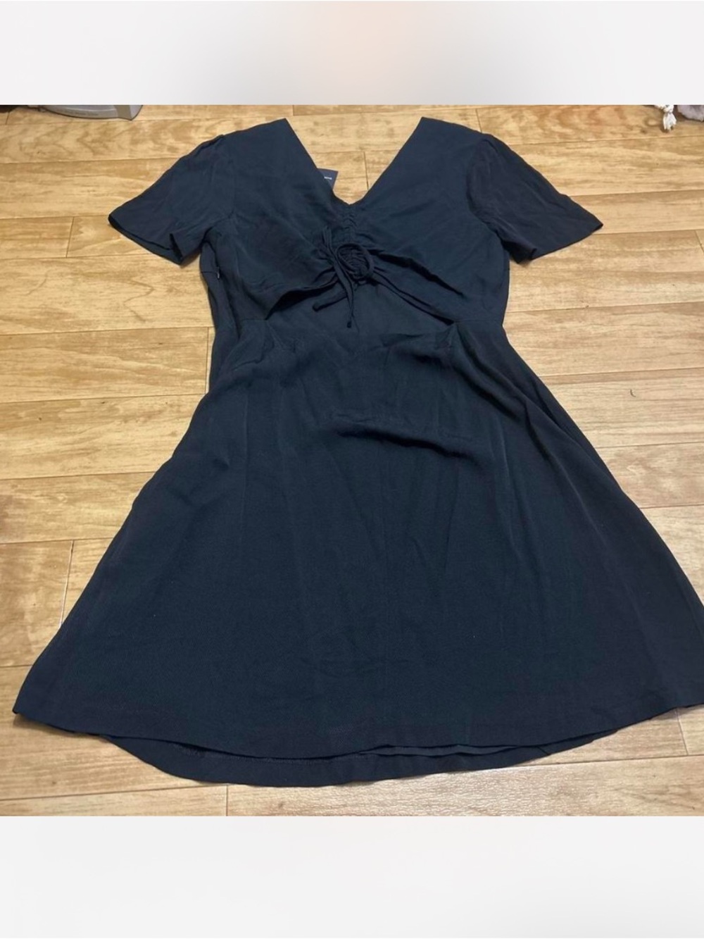 Club Monaco Black V-Neck A-Line Mini Dress - Picture 3 of 8
